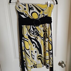 XXZ Vintage Strapless Yellow & black Retro Tube Top Sz Sm
